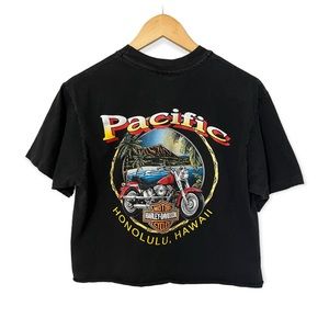Vintage Harley Davidson Honolulu 1993 Cropped Tee—M